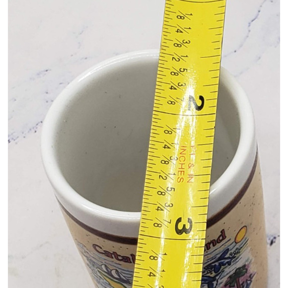 Catalina Island Souvenir Miniature Beige Vintage Ceramic Toothpick Holder - Picture 8 of 8